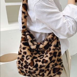 shein leopard fuzzy bag